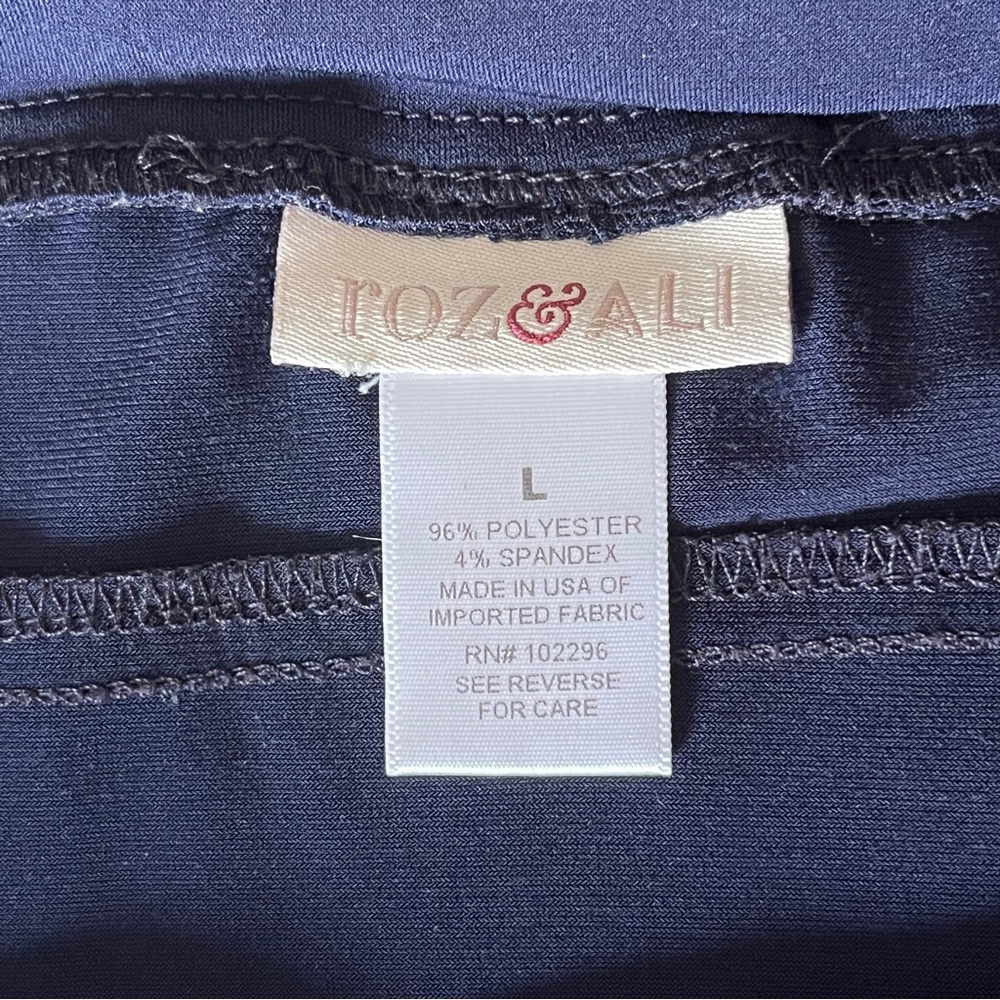 Roz & Ali Women A-Line Midi Skirt Navy Blue Stretch Large - Picture 2 of 6